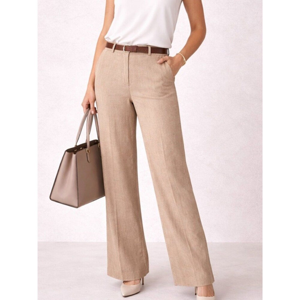 Talbots Linen-Blend Wide-Leg Pants